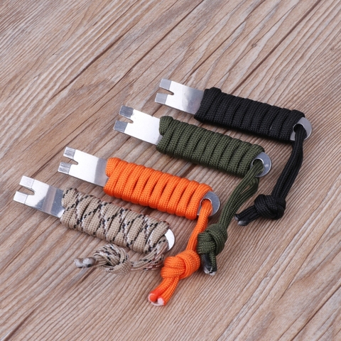 Mini EDC Tool Crank Crowbar Pocket Pry Bar Paracord Scraper Opener Winder Staple ► Photo 1/6