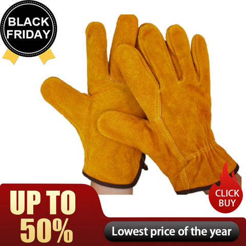 Work gloves 1 Pair/Set Fireproof Cow Leather Welder Gloves Anti-Heat Work Safety Gloves For Welding Metal protective gloves ► Photo 1/6