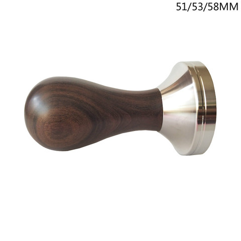 304 Stainless Steel Base Chacate Preto Wood Handle Tamper Coffee Powder Hammer 51/53/58mm Customized Coffee Accessories ► Photo 1/6