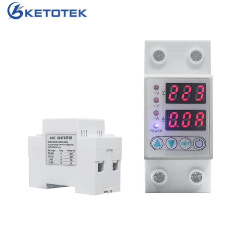 63A/40A 220V Din Rail Adjustable AC Voltmeter Ammeter Over Under Voltage Current Protective Device Voltage Surge Protector ► Photo 1/6