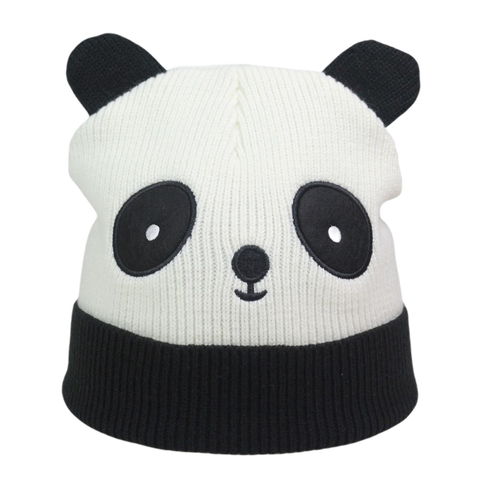 Lady Teens Cute Panda Novelty Beanies Knit Hats with Ears Knitted Winter Cap Head 56-58cm ► Photo 1/3