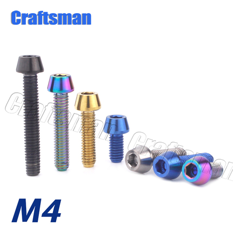 Titanium Bolt M4 x 8 15 20 25mm Allen Key Taper Head Screw Bicycle Thumb Shifter Rear/front Derailleur H/L Adjustment Screws ► Photo 1/4