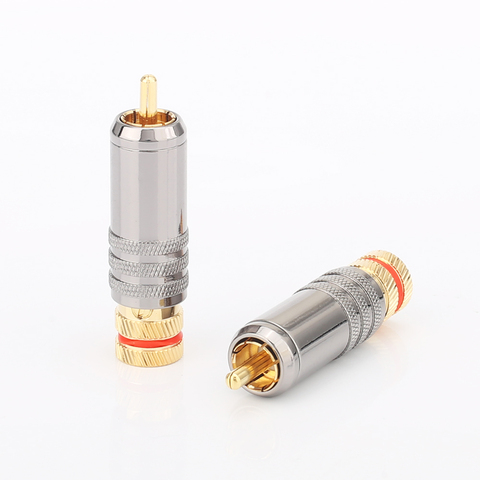 4pieces hi end audio 0152 type  Gold Plated RCA Locking Plugs Audio Video Connectors ► Photo 1/6