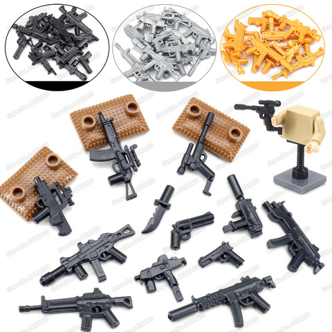 Assembly Army MP5 Submachine Gun Set Weapons Military WW2 Building Block Soldier Figures Equipment Fighting Model Child Gift Toy ► Photo 1/6