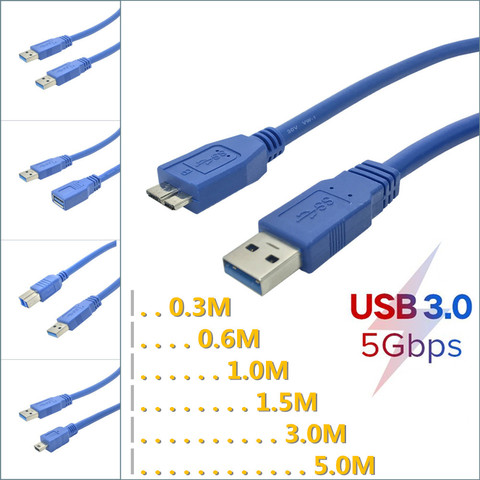 USB Cable Fast Speed USB 3.0 Type A to Mini / Micro Female Data Sync Cable Extension Code for External Hard Drive Disk Printer ► Photo 1/6