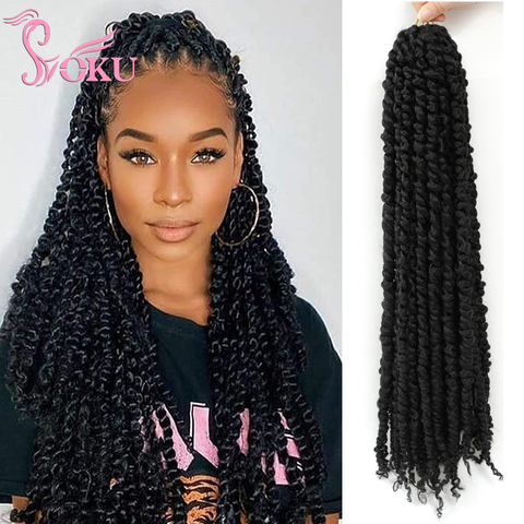 SOKU Passion Twist Synthetic Braiding Hair Extension Ombre Burgundy Color Pre-twisted Long Braids Fluffy 3D Cubic Twist Crochet ► Photo 1/6