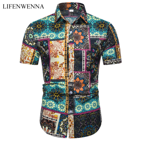 2022 New Fashion Casual Men's Shirt Short Sleeve Print Hawaii Shirt Men Summer New Design Mens Beach Shirts Men Flower Shirt XXL ► Photo 1/6