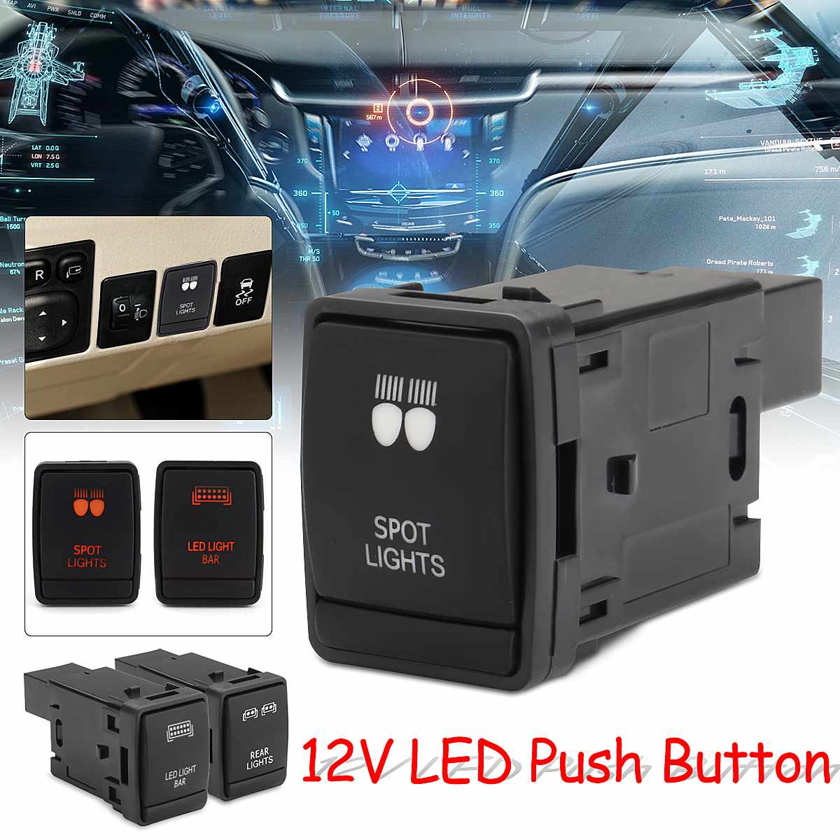 12V 3A LED Black Push Switch LED Light Excellent matching design Switch Accessories For Nissan Navara NP300 Pathfinder X-Trail ► Photo 1/6