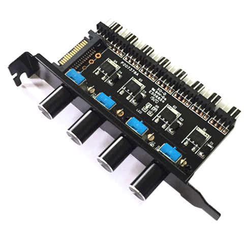 Pc 8 Channels Fan Hub 4 Knob Cooling Fan Speed Controller For Cpu Case Hdd Vga Pwm Fan Pci Bracket Power By 12V Fan Control ► Photo 1/6