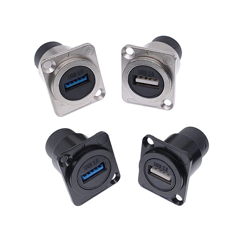 Metal USB 2.0 3.0 D type female to female connector panel mounting USB socket ► Photo 1/5