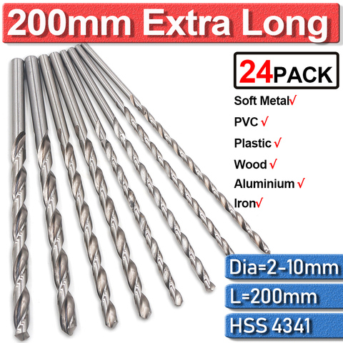 For Metal Drilling Twist Drill Bits Extra Long 2/3/4/5/6/7/8/9/10mm HSS Extra Long Drill Bit High Speed Steel 200mm Woodworking ► Photo 1/6