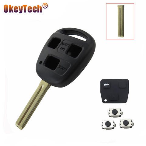 OkeyTech 3 Button Blank Transponder Auto Car Key Shell Case For Toyota Camry Corolla Verso Avensis Prius Toy48 Rubber Pad Switch ► Photo 1/6