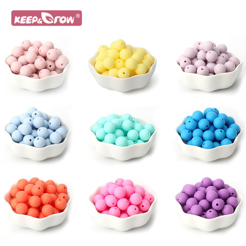 10pcs 12mm Silicone Teething Beads baby Chewable Pacifier Clips Children Products Food Grade BPA Free Baby Teether Round Beads ► Photo 1/6