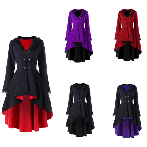 Gothic Steampunk Button Coat Victorian Coat  Blazer Outwear Women Personality Button Lace Windbreaker ► Photo 1/6