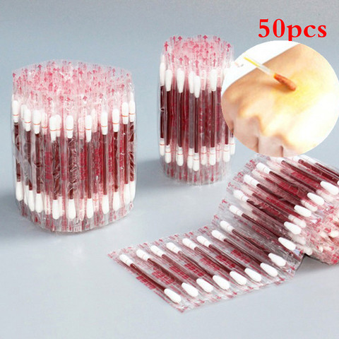 100/50 PCS Multifunction Disinfected Stick Make Up Wood Iodine Disposable Medical Double Cotton Swab Makeup Portable Bar ► Photo 1/6