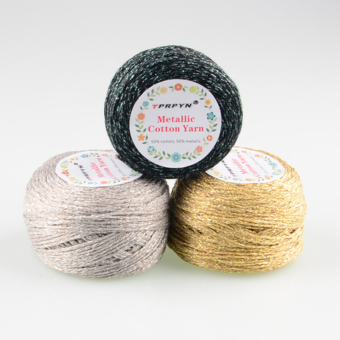 TPRPYN 1Pc=50g Yarn For Knitting& Crocheting matethreads DIY Yarns crochet Metallic + Cotton metallized thread Hand Knitting ► Photo 1/6