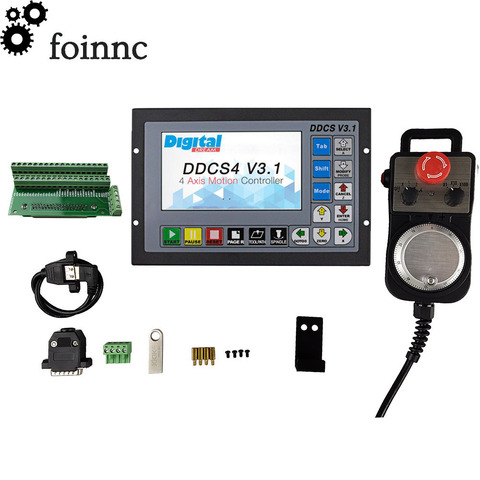 Special offer DDCSV3.1 3/4 Axis 500KHz G-Code Offline CNC Controller +4 axis Emergency Stop Electronic Handwheel MPG ► Photo 1/6