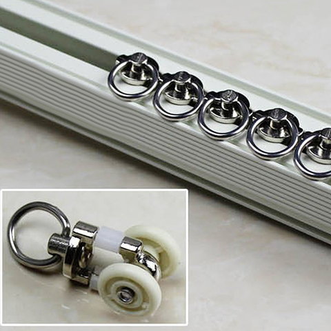 10x Curtain Track Rollers Twin Wheeled Carriers Drapery Rail Sliding Glider ► Photo 1/6