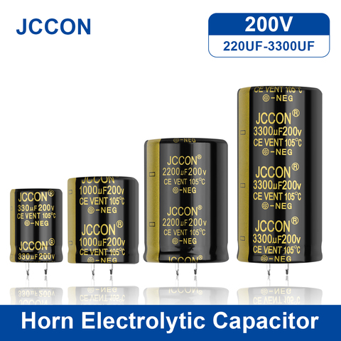 JCCON 2Pcs 200V Horn Electrolytic Capacitor 220UF 330UF 470UF 680UF Volume Welding Full-Voltage For Audio Hifi Amplifier 105℃ ► Photo 1/6