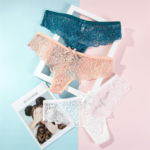 3pcs Transparent Underwear Women Lace Cotton –