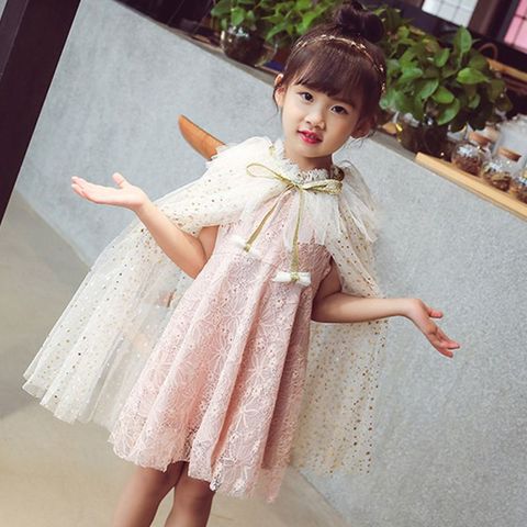 Kids Girl Fairy Cape Princess Candy Color Glitter Star Sequins Cloak Tulle Shawl NEW ► Photo 1/5