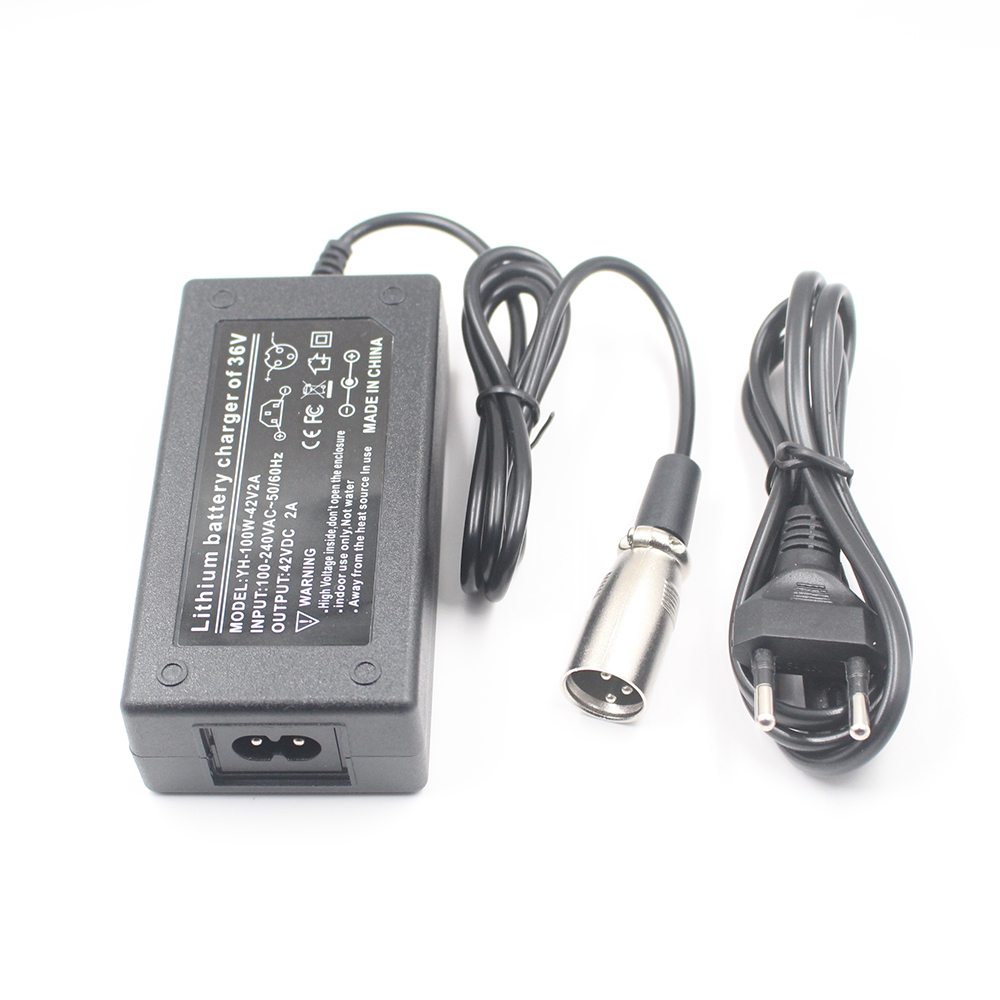 Battery Charger 36V 2A for Ebike Lithium LiPo Battery XLR 3pin 42V max output 