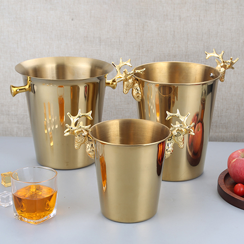 KTV Wine Chiller Bottle Cooler Beer Chiller Ice Barrel Silver Gold gold European style champagne barrel deer head ice bucket ► Photo 1/6