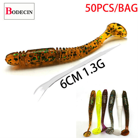 T Tail Grub Worm Vibrotail/Tioga/Rubber/Soft Lure Shad 50pc Silicone/Fake/Carp/Artificial Bait For Fishing Lures Swimbait Winter ► Photo 1/6