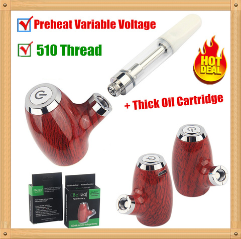 E-pipe Vape Mod + 510 Thread Cartridge Starter Kit Rechargeable Wooden KY32 E Pipe 900mAh Preheat Variable Voltage E Cigarettes ► Photo 1/6