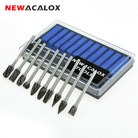 NEWACALOX 10pcs Dremel Carbide Burrs Drill Bit Set Rotary Burr Micro Drill Bits for Metal Woodworking Carving Tool Glass Diamond ► Photo 1/6