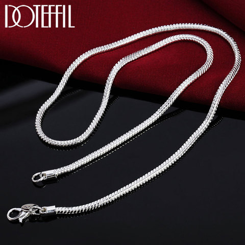 DOTEFFIL 925 Sterling Silver 16/18/20/22/24 Inch 3mm Snake Chain Necklace For Women Man Fashion Wedding Party Charm Jewelry ► Photo 1/6