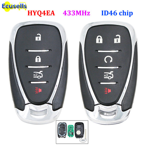 Smart 4/5 Button Remote Key Fob 433MHz with ID46 Chip for Chevrolet Camaro Equinox Cruze Malibu Spark HYQ4EA with emergency key ► Photo 1/6