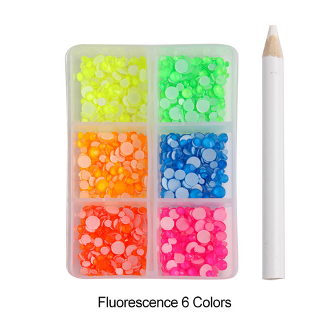 Wholesale Mix color ss6-ss30 Fluorescent Crystal Luminous Non Hotfix Nail Neon Rhinestones Clothes Nail 3D Nail Art Decoration ► Photo 1/6