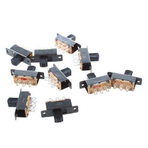 10 Pcs SS22F25-G7 2 Position DPDT 2P2T Panel Mount Mini Slide Switch Solder Lug ► Photo 1/5