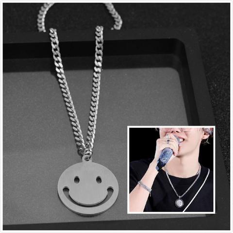 J-hope Same Jewelry Fashion Steel Necklace Smile Face Pendant Chain Choker Necklace Men Women kpop - Price history & Review | AliExpress Seller - KIDOL Store | Alitools.io