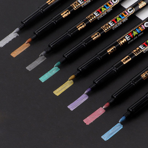 8pc set metalli color Pen Art Marker brush pen mark write Stationery Student Office school supplies Calligraphy pen ► Photo 1/6