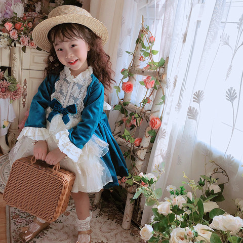 2022Autumn Spanish Princess Dress Puff Dress Baby Girl Birthday Dress Lolita Dress Kids Dress for Girls  Girls Christmas Dress ► Photo 1/5