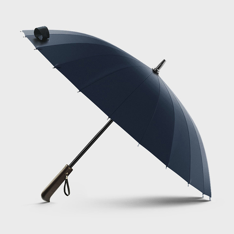 Rain Umbrella 24 Strong Windproof Glassfiber Frame Wooden Long Handle Umbrella SNO88 ► Photo 1/6