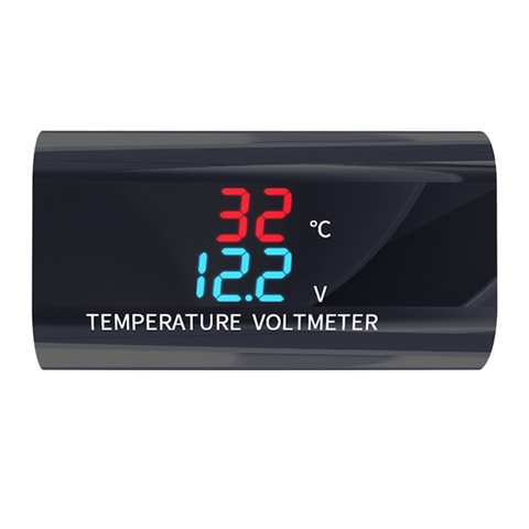 DC 12V LED Digital Temperature Sensor Voltmeter 0.28 inch Dual Display Thermostat Voltage Meter Tester For Car Motorcycle ► Photo 1/6
