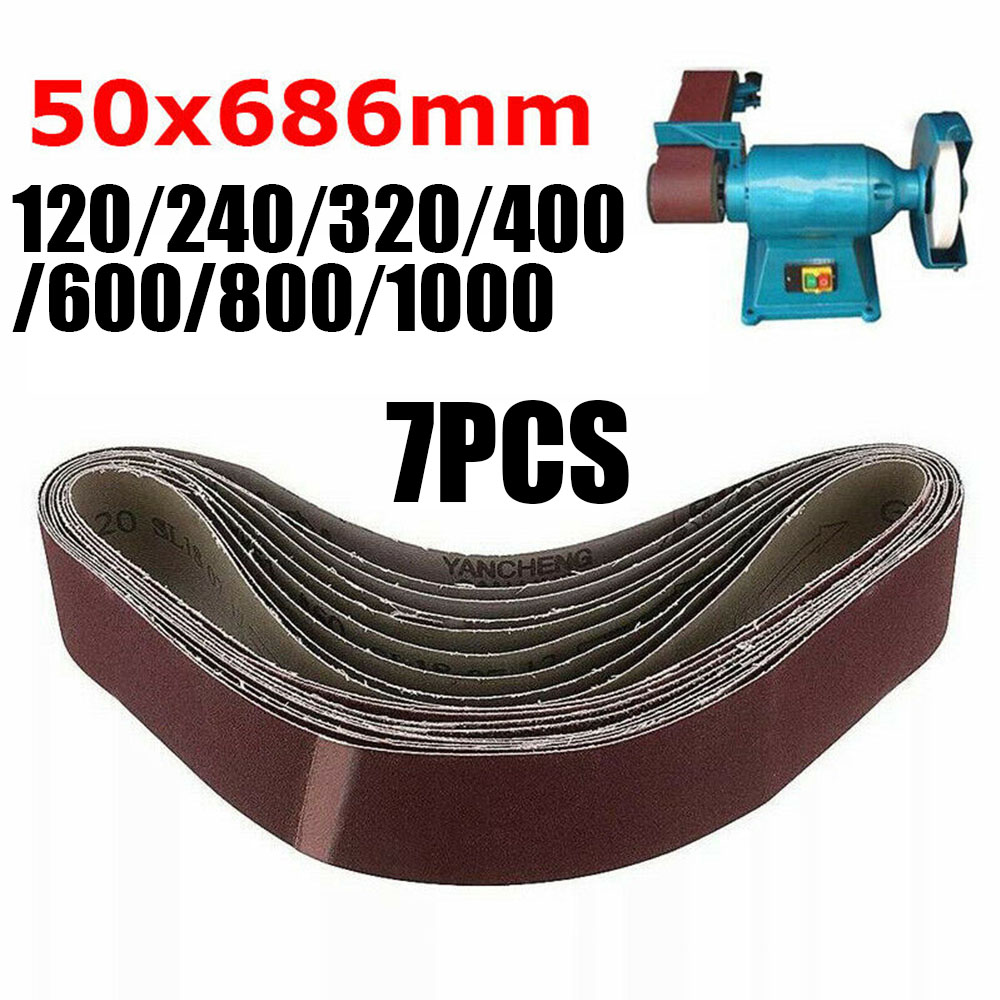 7Pcs/Set Abrasive Sanding Belts Band 120/240/320/400/600/800/1000 Grits Wood Grinding Sander Tools Aluminum Oxide 50x686mm ► Photo 1/5