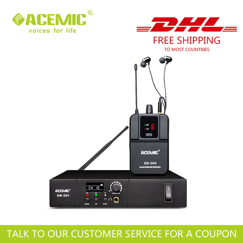 FREE & FAST SHIPPING Acemic EM-D01 Single channel WIRELESS IN EAR MONITOR SYSTEM ► Photo 1/6