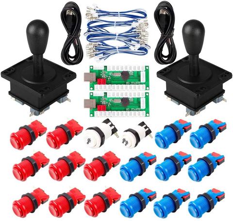 Arcade Joystick Buttons 2 Player DIY Kit Parts American style oval Joystick + Happ Type Arcade Buttons 1-1/8