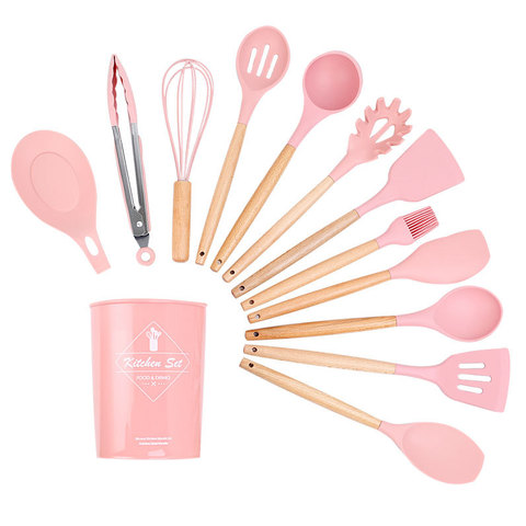 Silicone Kitchen Set Cooking Tools Spatula Shovel Soup Spoon with Wooden Handle Special Heat-resistant Design Utensil 1pcs ► Photo 1/6