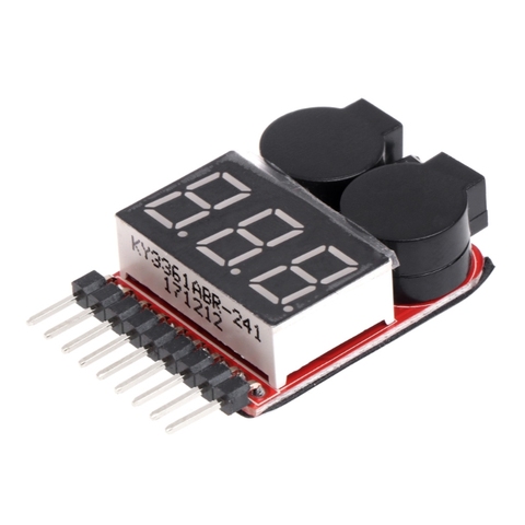1-8S Lipo/Li-ion/Fe RC Boat Battery 2 In 1 Tester LED Low Voltage Buzzer Alarm ► Photo 1/6