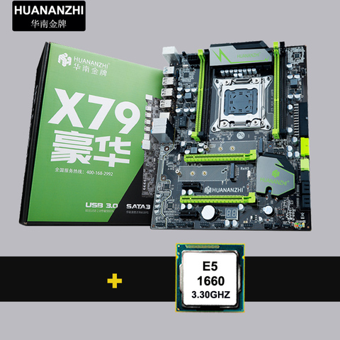 Discount motherboard with M.2 SSD slot brand HUANAN ZHI X79 motherboard with CPU Intel Xeon E5 1660 C2 3.3GHz 2 years warranty ► Photo 1/6