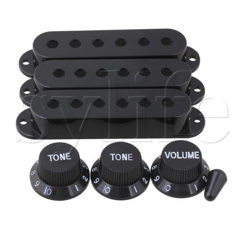 Black Guitar Parts Set Switch tip Single coil Pickup Cover 1 volume 2 Tone Knobs ► Photo 1/3