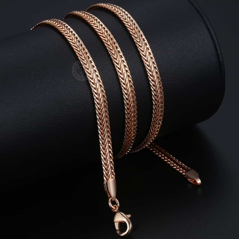 5mm 585 Rose Gold Filled Braided Foxtail Link Necklace for Womens Girls Chain Fashion Jewelry 20inch 24inch CN01 ► Photo 1/5