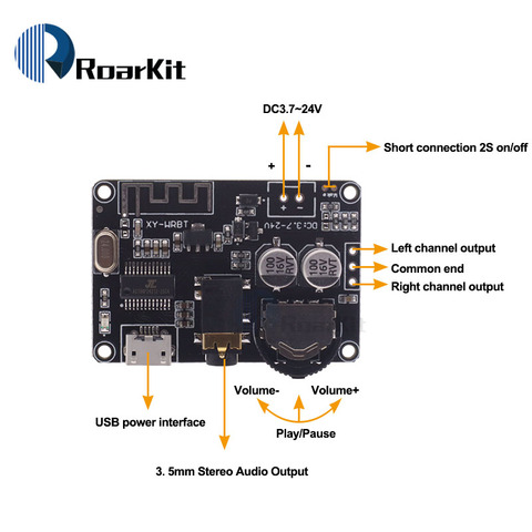 Bluetooth 5.0 Bluetooth stereo audio decoder board modules wide voltage adjustable volume speaker amplifier XY-WRBT ► Photo 1/6