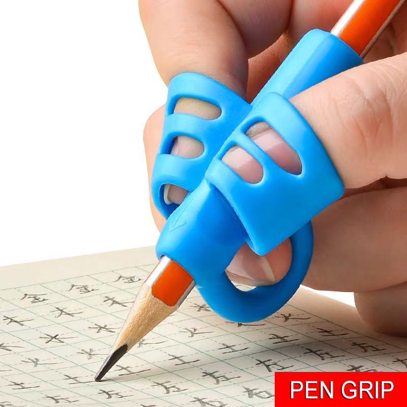 Silicone Grip Pen Pencil Holder Kids Writing School Posture Correction Supplies 