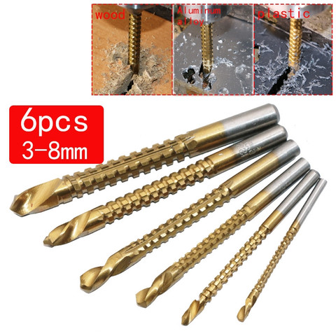 Saw Set Drill Tool Steel Titanium Wood 3/4/5/6/6.5/8mm 6pcs Twist Bit High Speed Woodworking Grill Hss 91mm Axk-230 ► Photo 1/6